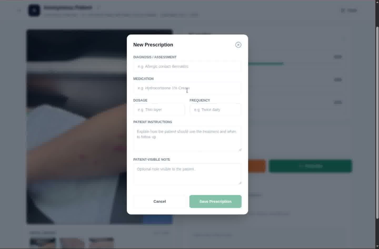Prescription modal