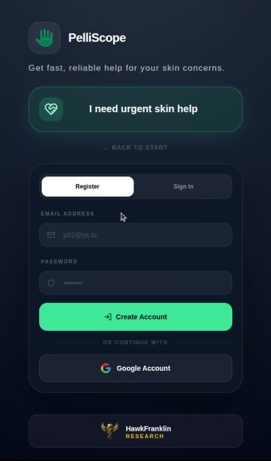 Patient registration screen