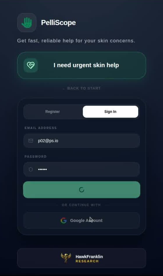 Patient sign-in screen