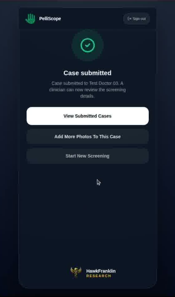 Case submitted confirmation screen